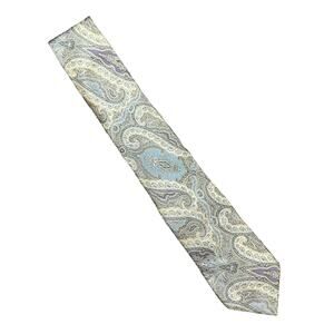 Vintage Liberty of London Silk Tie Paisley Gray Blue